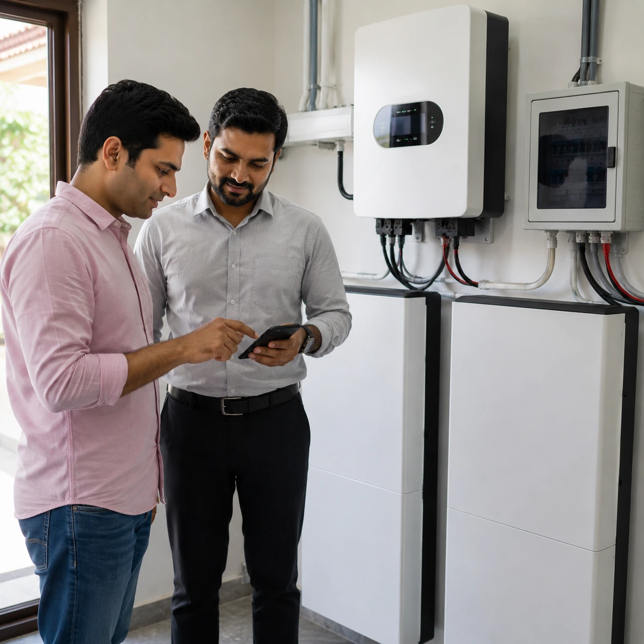 Solar lithium wall battery installation
